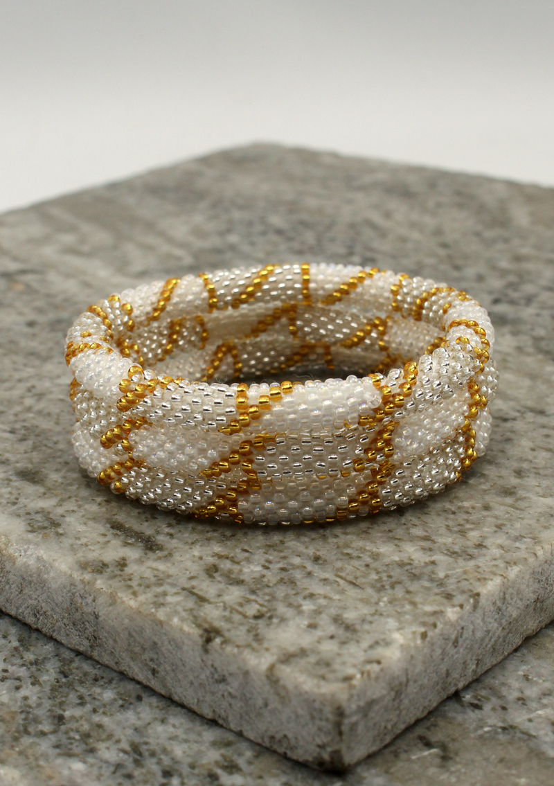 Silver Gold Mexican Snake Roll on Beads Bracelet