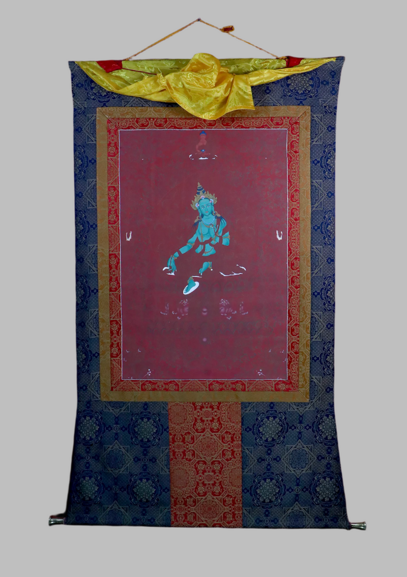 Green Tara Brocade Thangka Painting