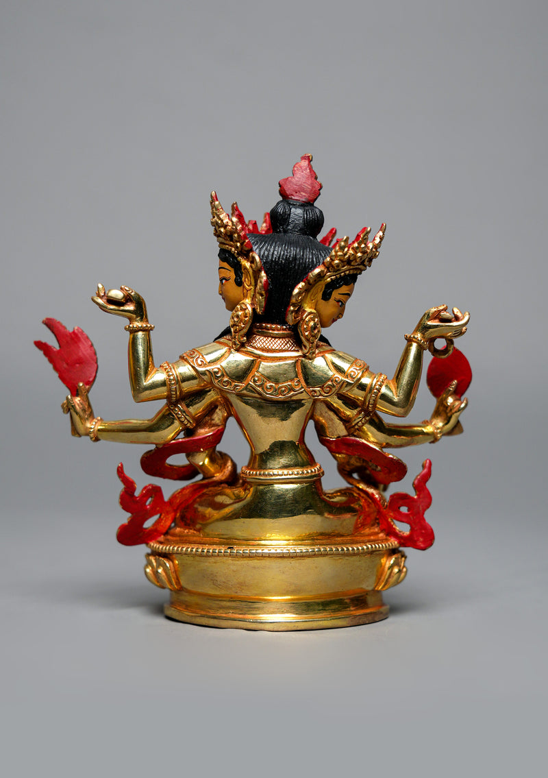 Fully Gold Plated Basundhara Statue 6.25" H