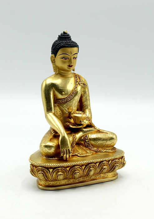 Full Gold Plated Copper Shakyamuni Buddha  Statue