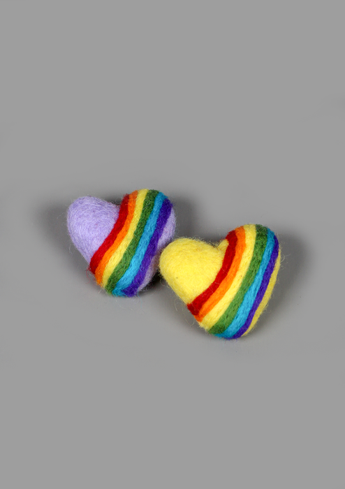 Felt Woolen Heart Shaped Rainbow Brooch