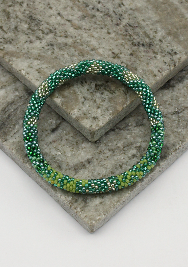 Green Roll on Beads Bracelet