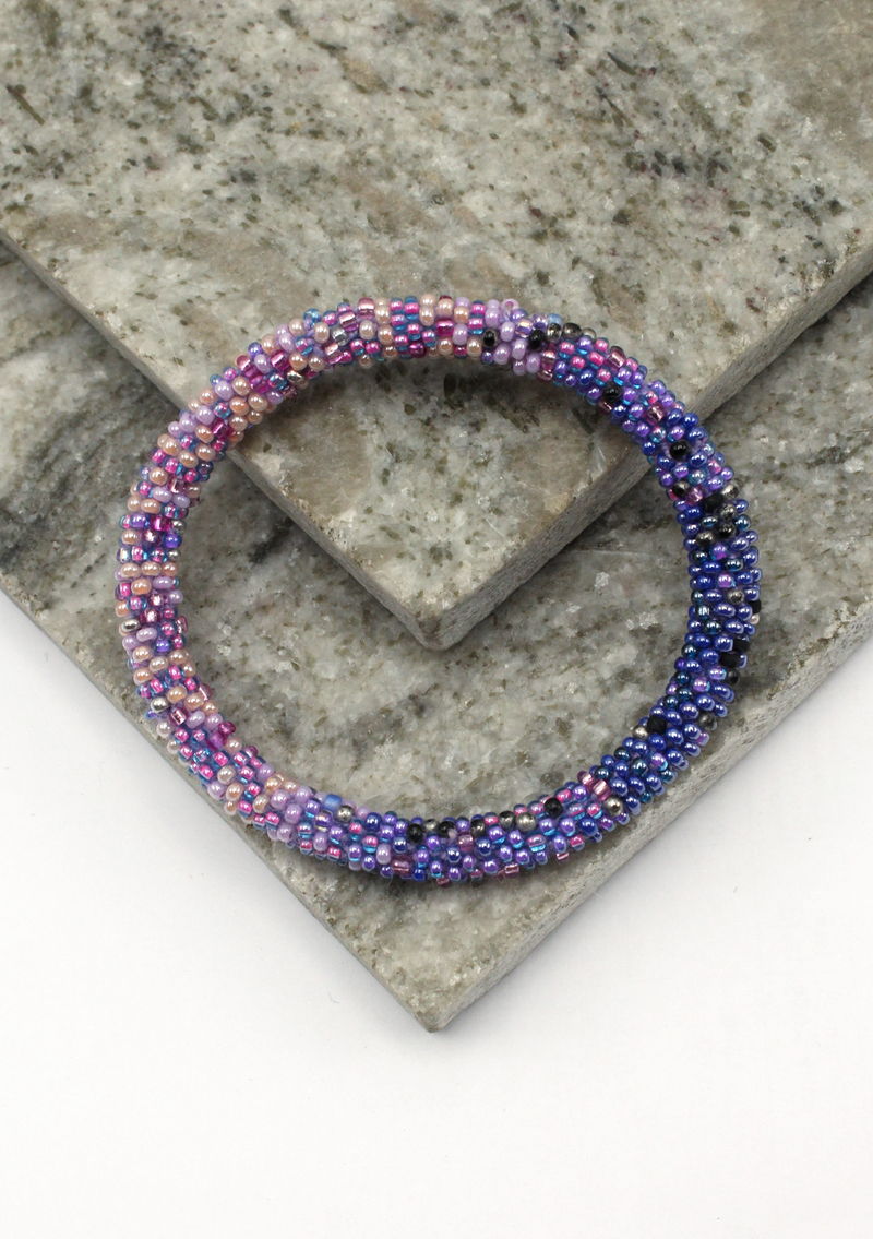 Purple Roll on Beads Bracelet