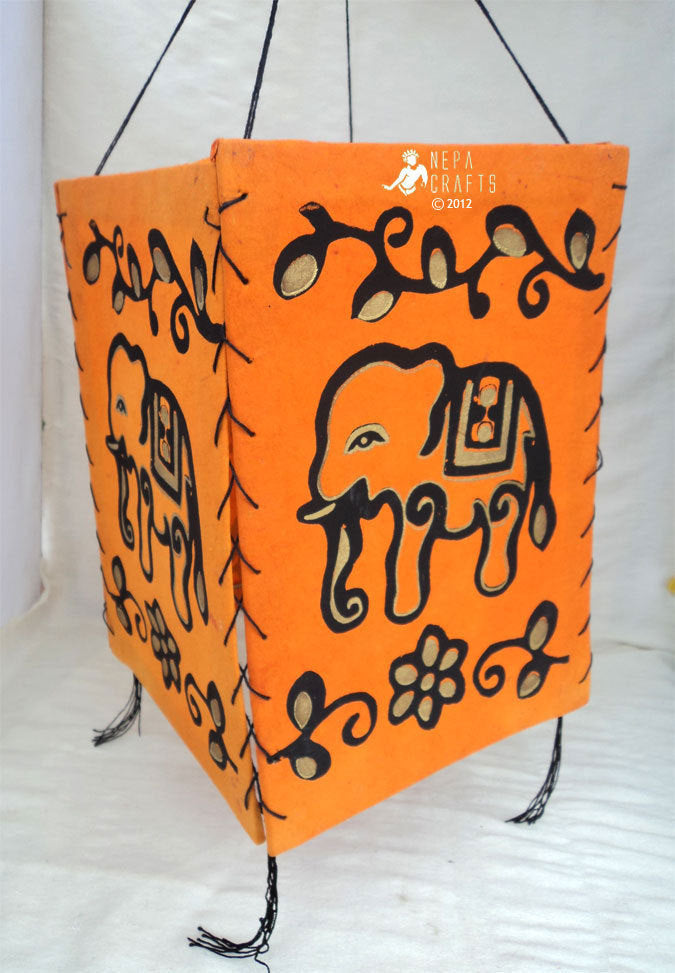 Elephant Print Lokta Paper Lamp Shade