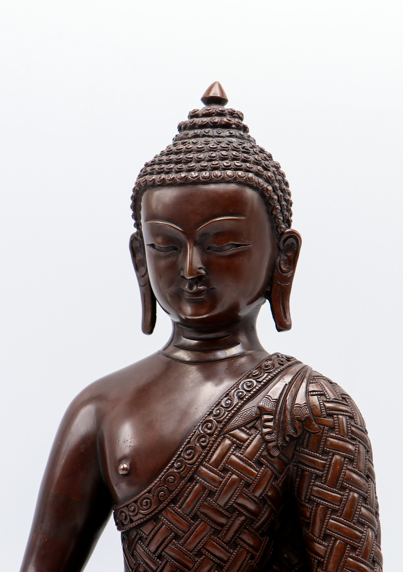 Copper Oxydized Sukul Butta Amitabha Buddha Statue 11.5"H