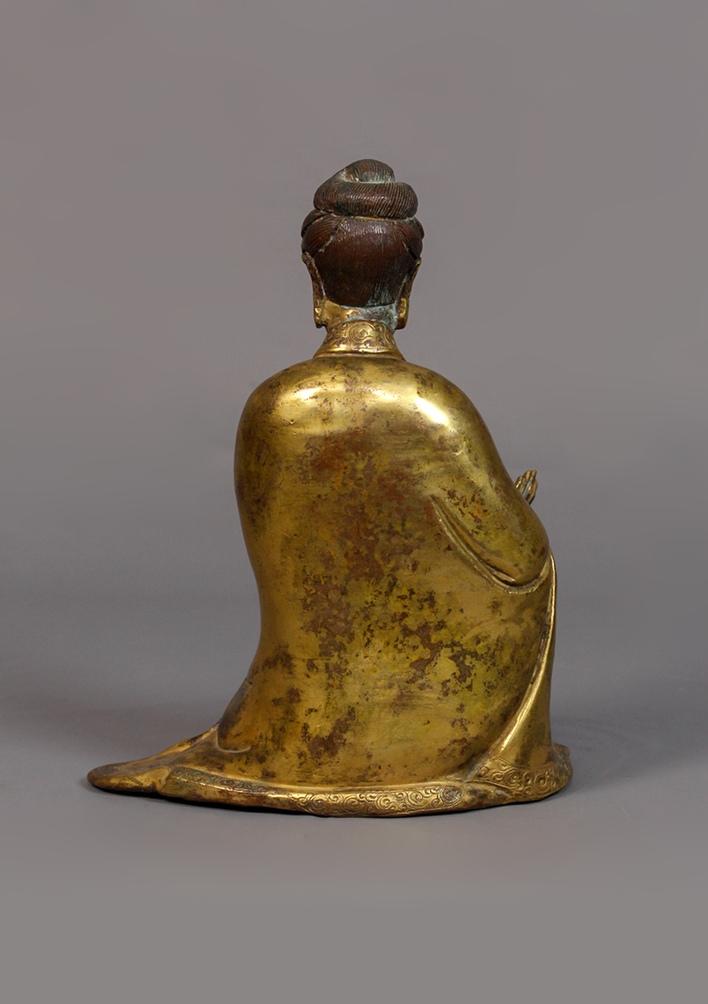 Antique Style Kwan Yin Buddha Statue 7"H