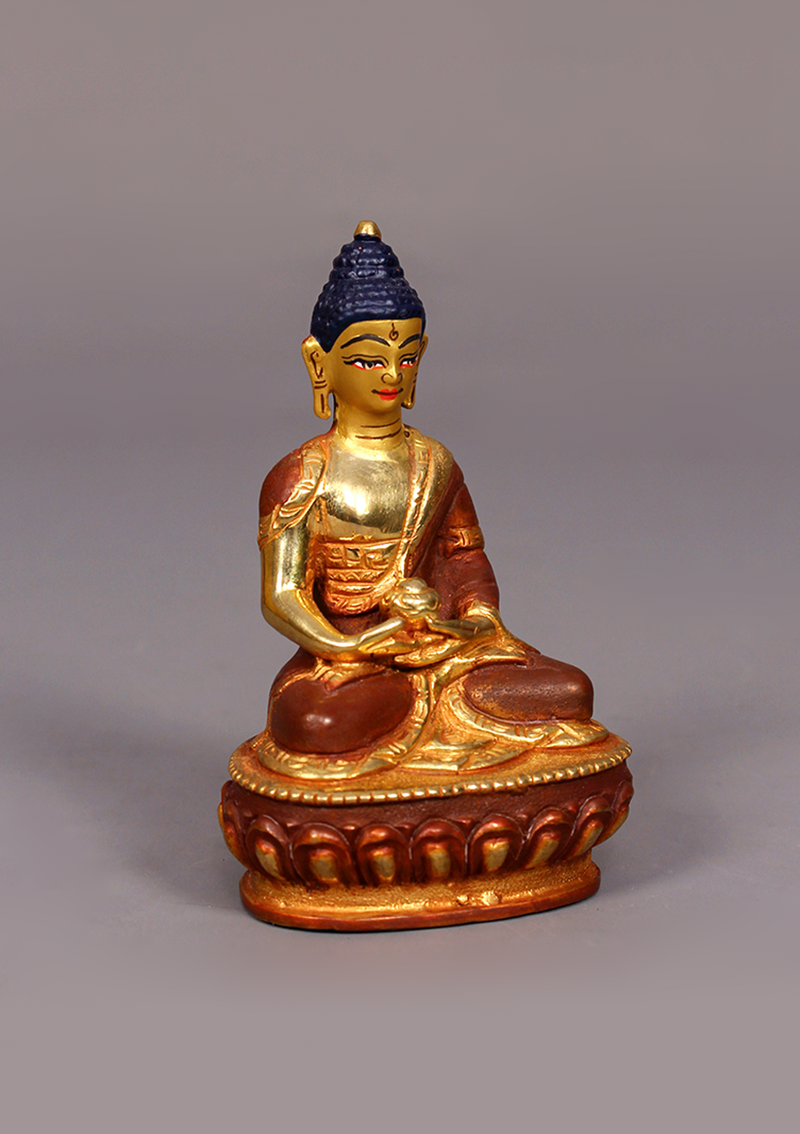 Partly Gold Plated Amitabha Buddha Statue 4"H