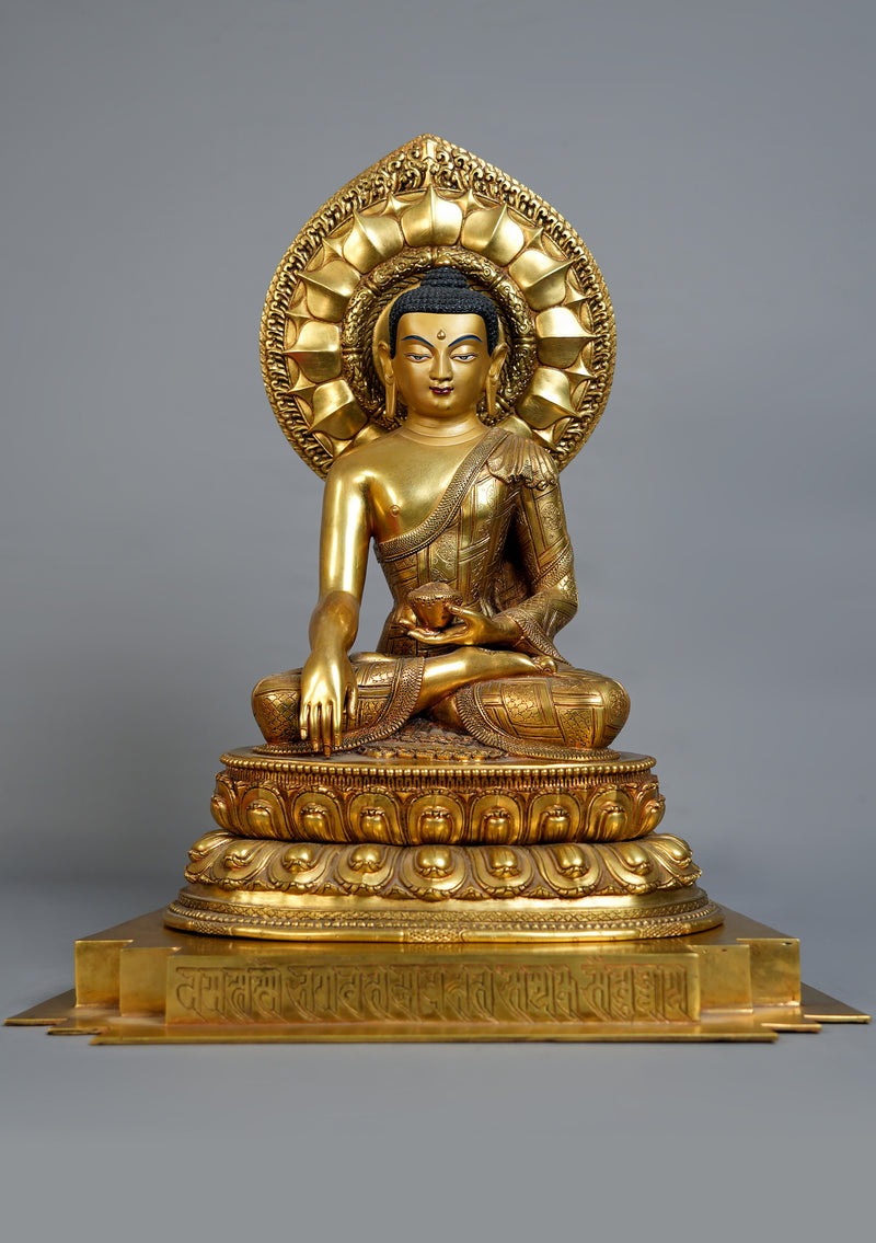 Masterpiece 24K Gold Gilded High Quality Shakyamuni Buddha Statue 15"
