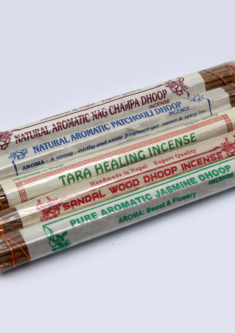 Set of 5 Natural Aromatic Incense Sticks with Wooden Holder