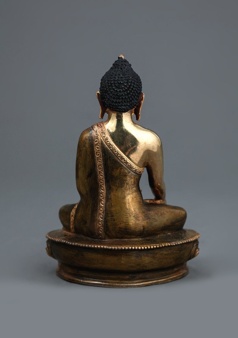 Partly Gold-Plated Ratnasambhva  Buddha Statue 5.5" H | Handmade in Nepal