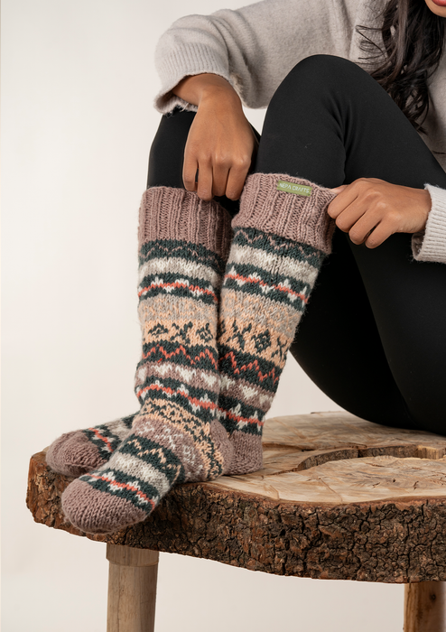 White Gray  Dove Multicolor Woolen Knee High Socks