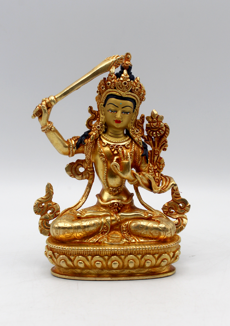 Masterarts 24 K Gold Plated Manjushree Statue 5.5" H