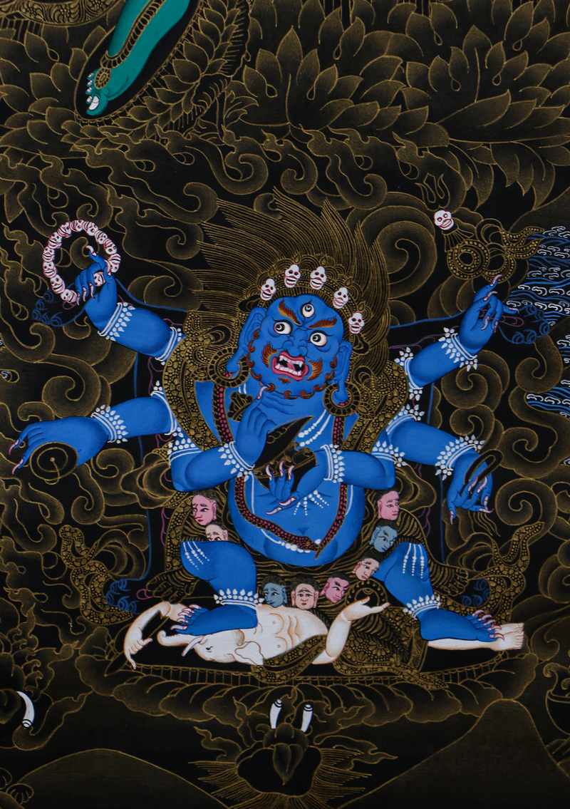 Green Tara  Black and Gold 24K Thangka Painting