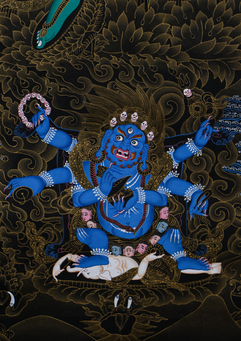 Green Tara  Black and Gold 24K Thangka Painting
