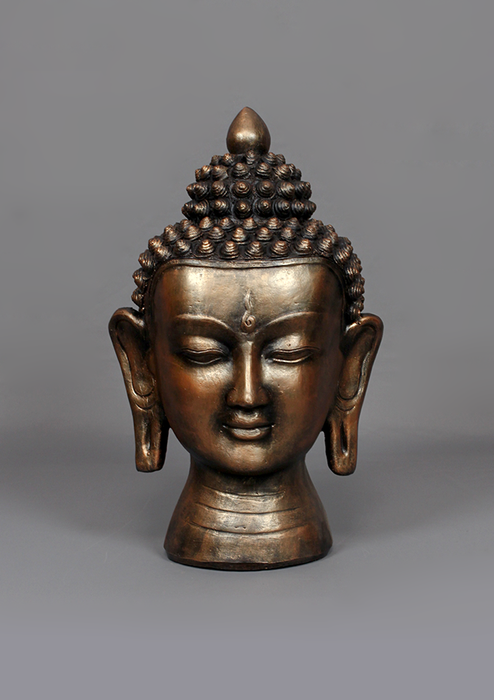 Handpainted Ceramic Buddha Head 12" H - Bronze