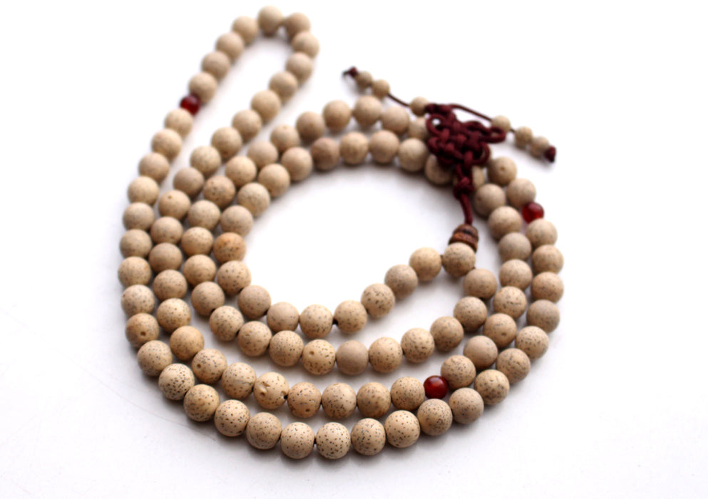 Lotus Seeds 108 Beads Prayer Mala with Carnelian Spacer