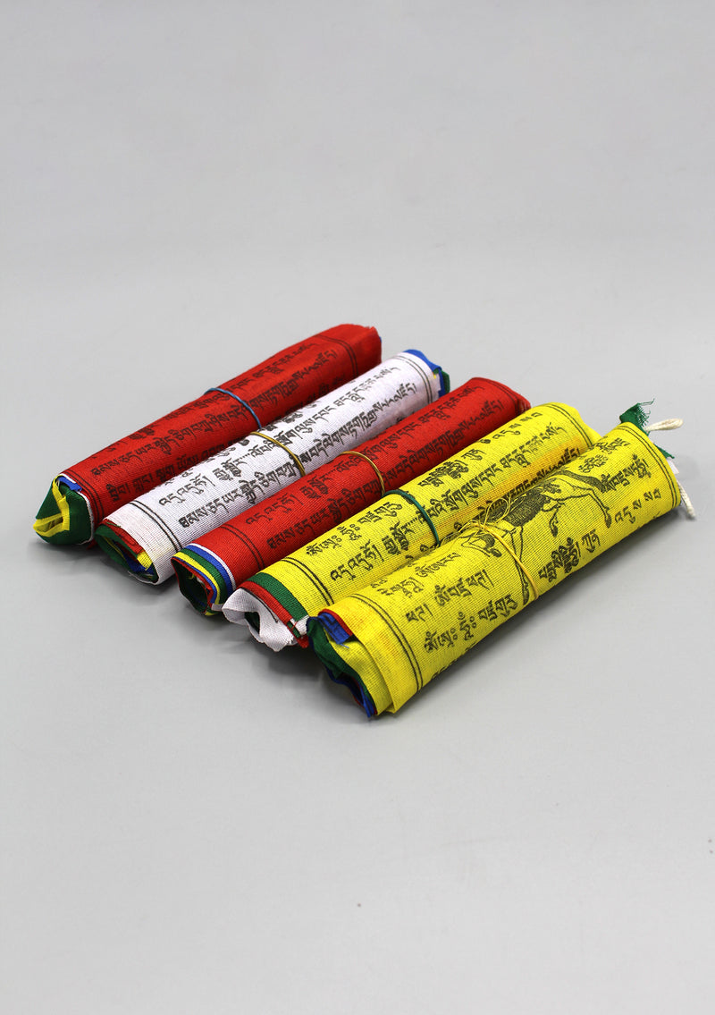 Set of 5 Cotton Windhorse Prayer Flags, Tibet Flags