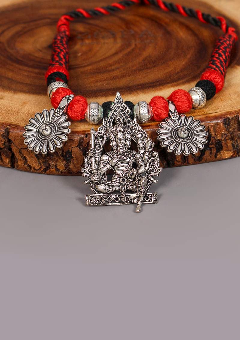 Elegant White Metal Tribal Deity Pendant from Nepal