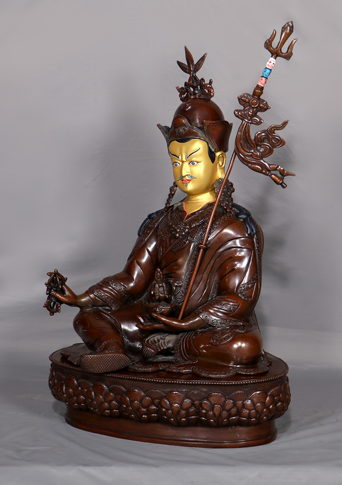 Copper Oxydized  Guru Padmasambhava Statue 19.5"H