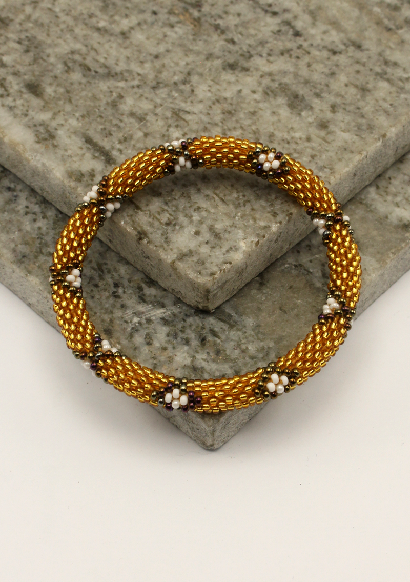 Golden Roll on Beads  James Bond  Bracelet