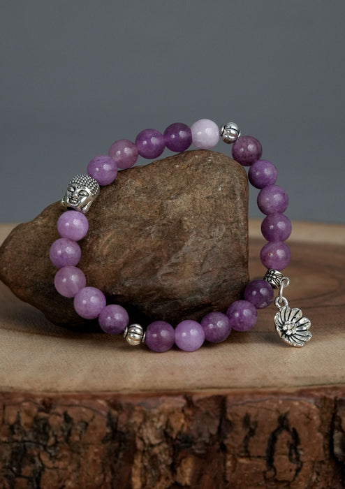 Mixed Stones Wrist Bracelet with Charm
