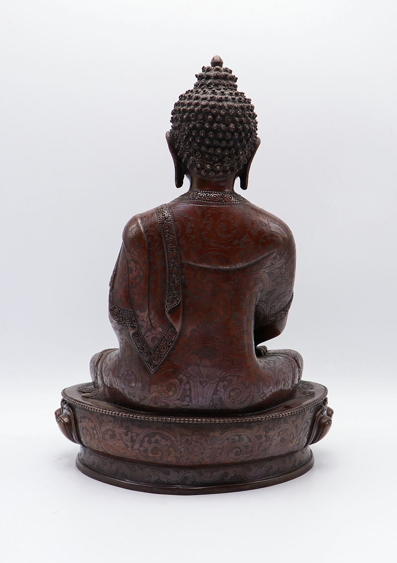 Copper Oxidized Amitabha Buddha Statue 13"H