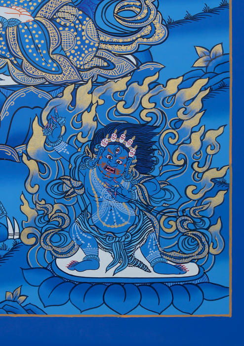 Chenrezig with Manjushree, Vajrapani and Amitabha Buddha Thangka Painting