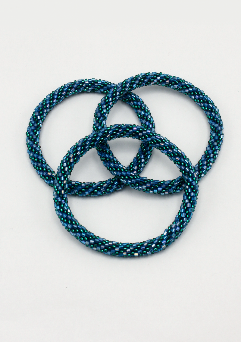 Disco Blue Roll on Beads Bracelet
