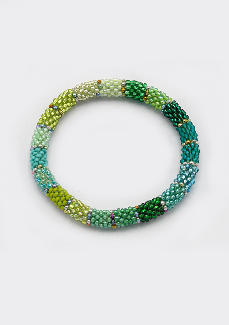 Roll on Beads Green stripe Bracelet - NEW BATCH