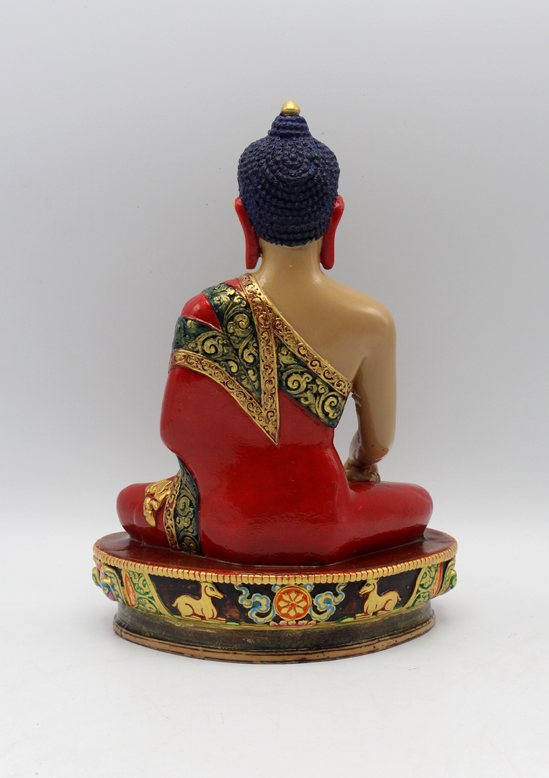 Hand Painted Shakyamuni Resin Buddha Statue 9" H