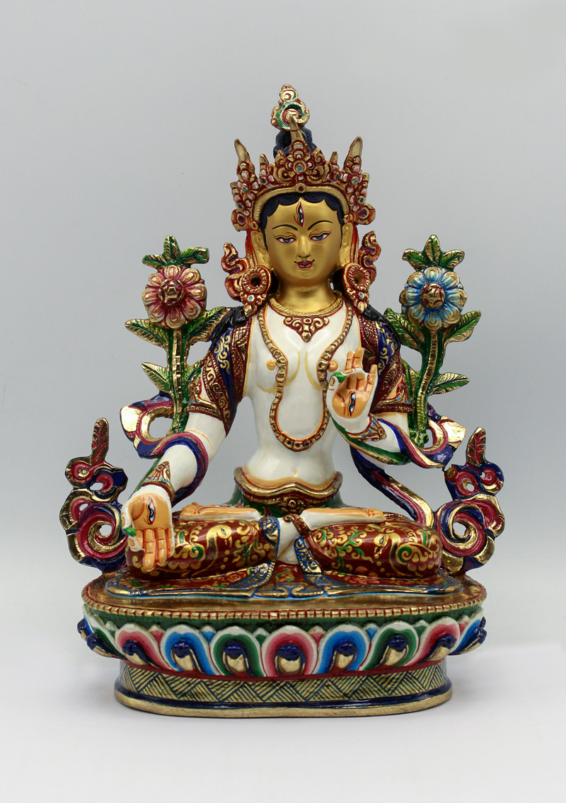 Magical White Tara Hand Painted Statue