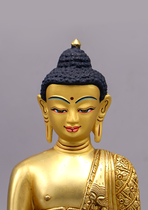 Gold Plated  Medicine Buddha Statue 8"H