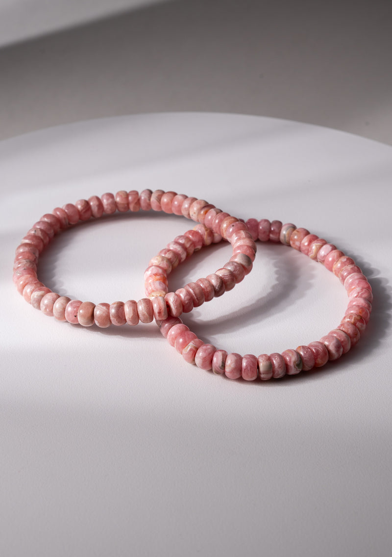Rhodochrosite Beads Strechy Wrist Bracelet 6mm