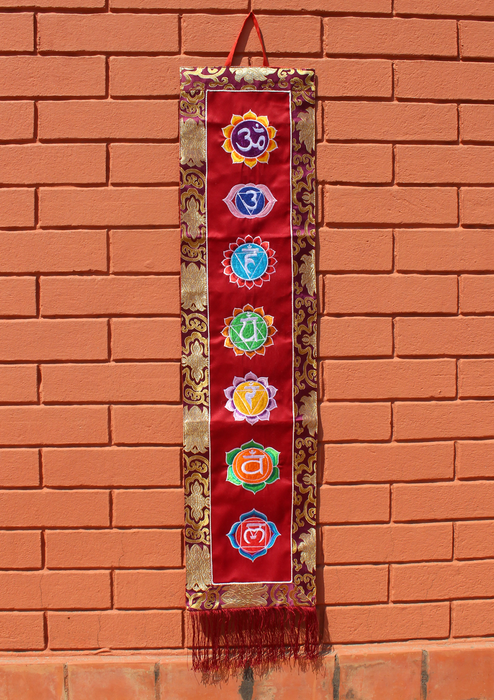 Healing Seven Chakra Embroidered Polyester Brocade Banner