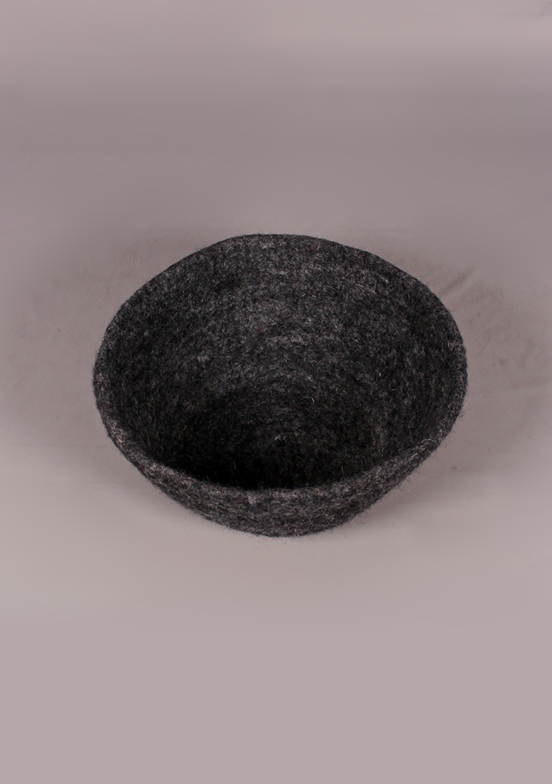 Handmade Large Felt Bowl - Dark Grey