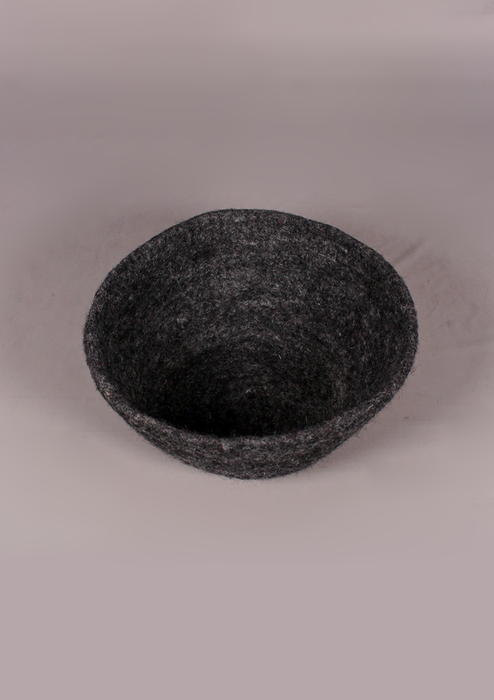 Handmade Large Felt Bowl - Dark Grey