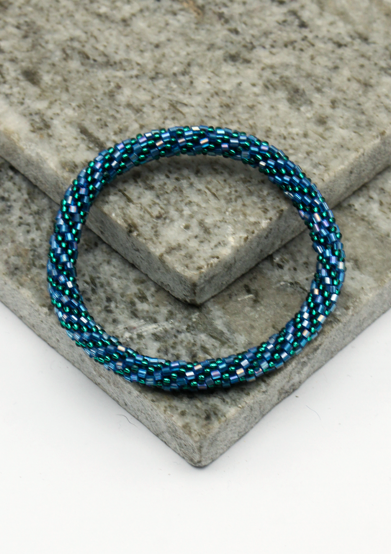 Disco Blue Roll on Beads Bracelet