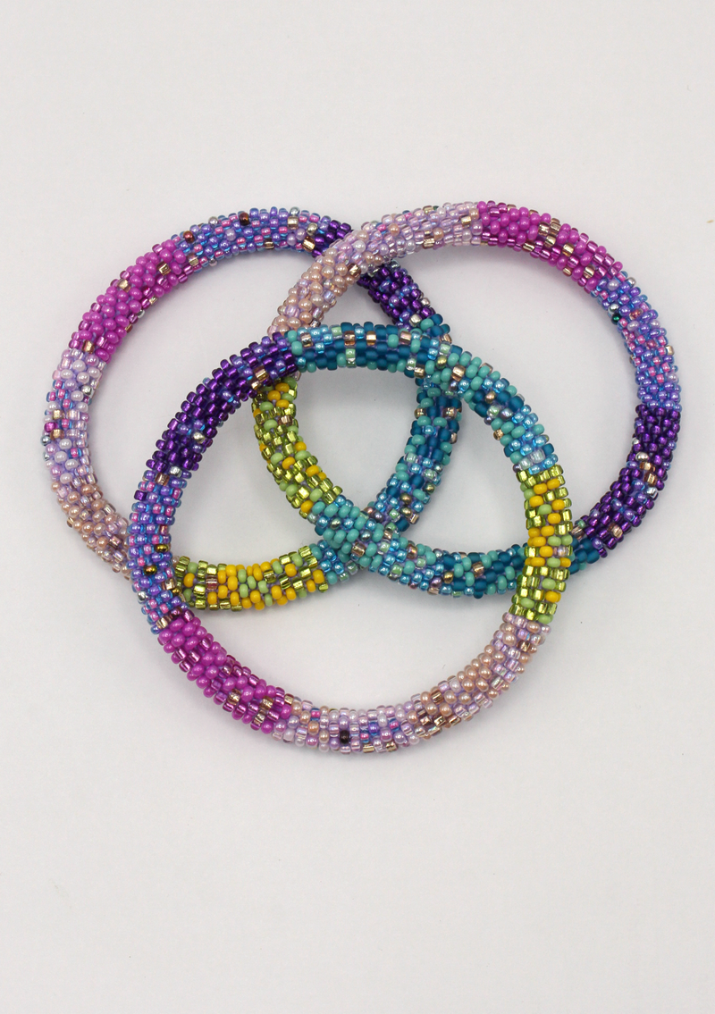 Multi Purple Roll on Beads Bracelet
