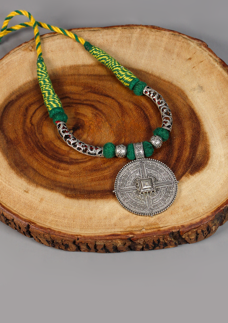 Elegant White Metal Tribal Pendant from Nepal