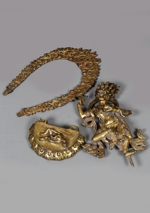 Antique Copper Simhamukha Statue 8.5"H