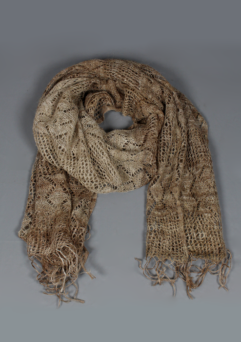Eco-Crafted Nettle Fiber Woven Pattern Shawl