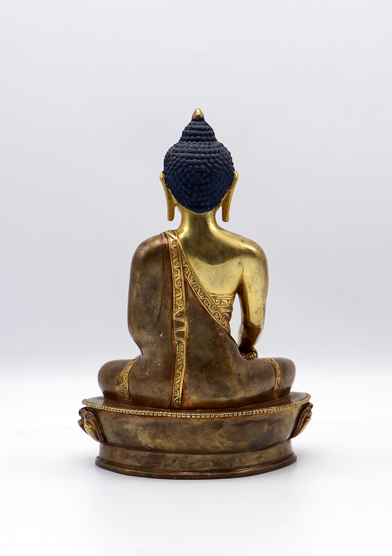 Partly Gold Plated Shakyamuni Buddha Statue 8"H