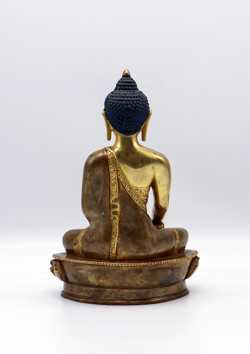 Partly Gold Plated Shakyamuni Buddha Statue 8"H