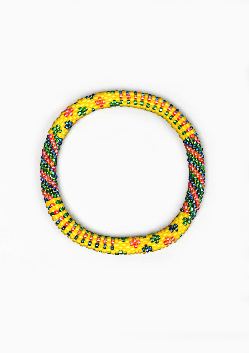 Yellow Tropical Breeze Nepalese Roll Bead Bracelet