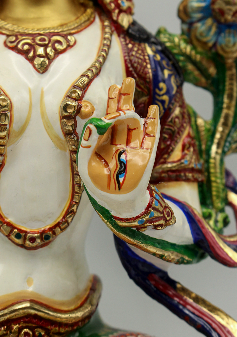 Magical White Tara Hand Painted Statue