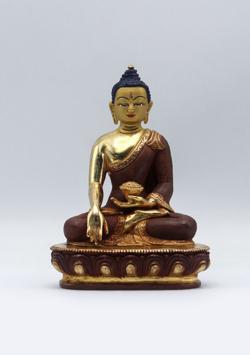 Partly Gold Plated Shakyamuni Buddha Statue 5.5" H