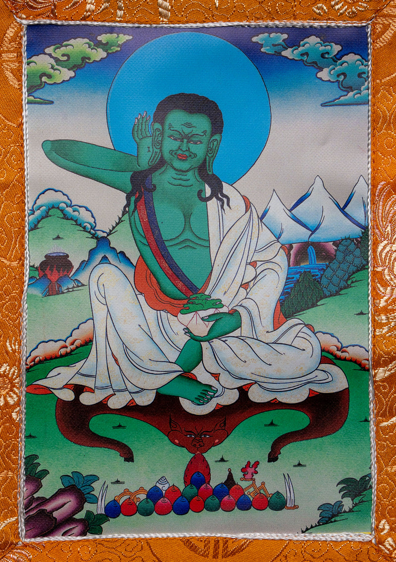 Brocade Framed Buddhist Deity Wall Hanging
