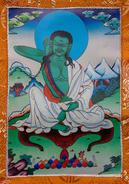 Brocade Framed Buddhist Deity Wall Hanging