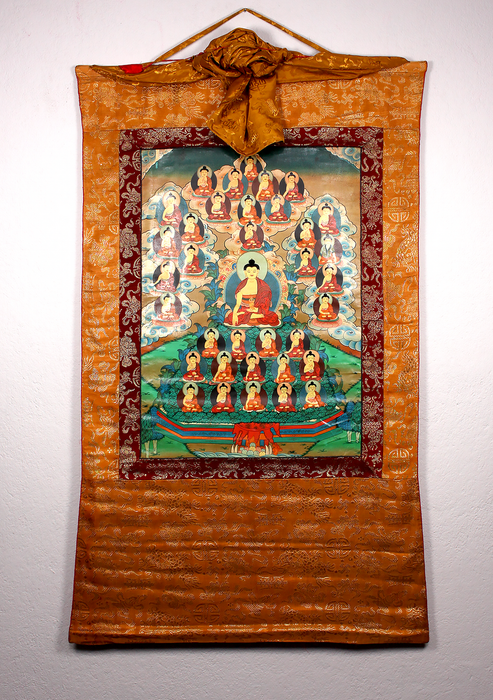 Shakyamuni and other 35 Buddhas Brocade Thangka Painting