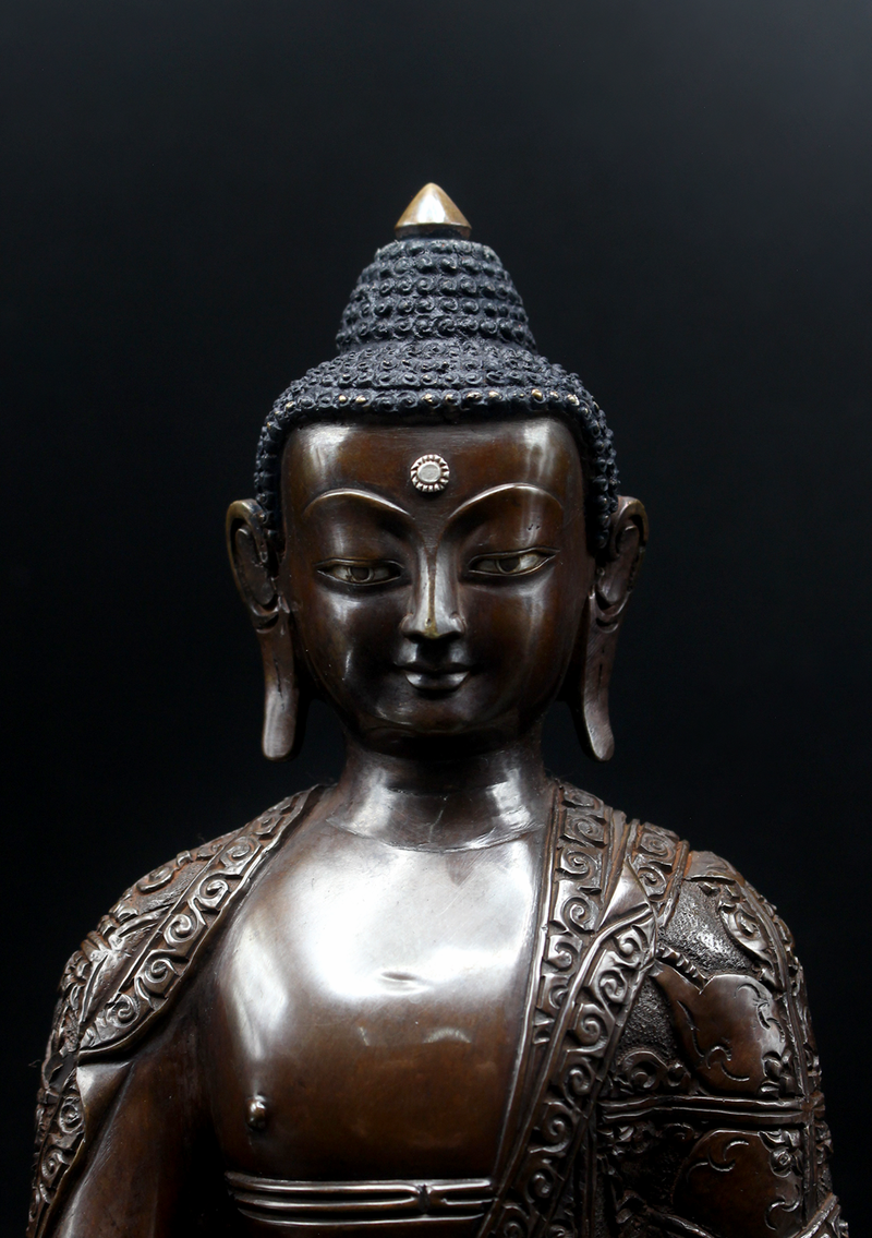 Copper Shakyamuni Buddha Statue 9"H